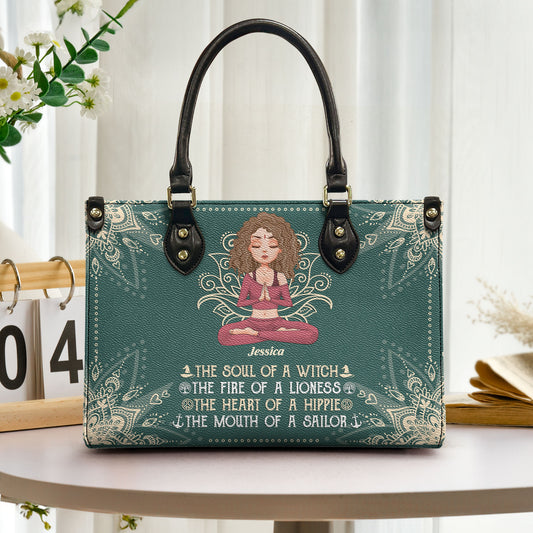 The Soul Of A Witch, The Fire Of A Lioness - Personalized Leather Bag