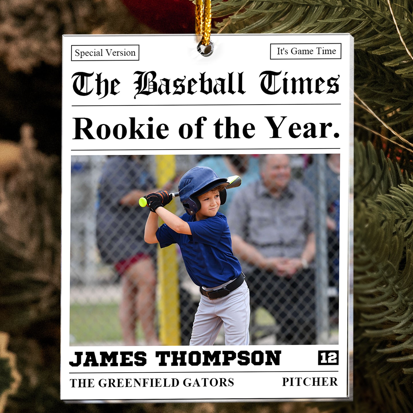 The Sport Times Baseball, Basketball, American Football Gifts-Custom All Sport-Personalized Acrylic Photo Ornament