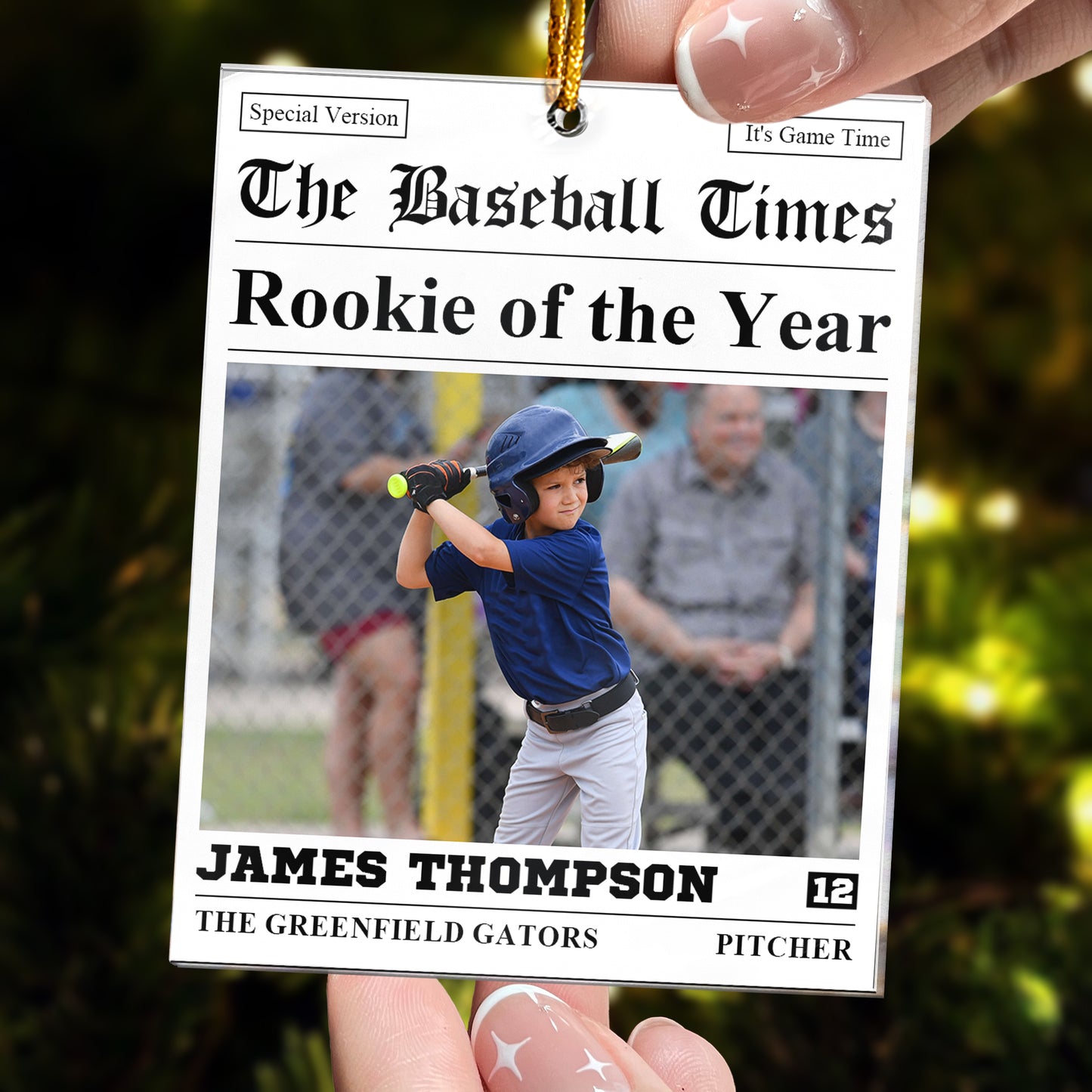 The Sport Times Baseball, Basketball, American Football Gifts-Custom All Sport-Personalized Acrylic Photo Ornament