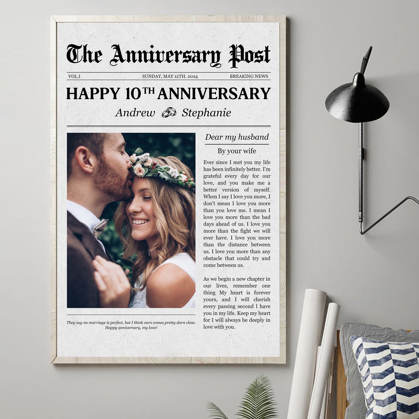 The Wedding Times Happy Anniversary - Personalized Photo Poster