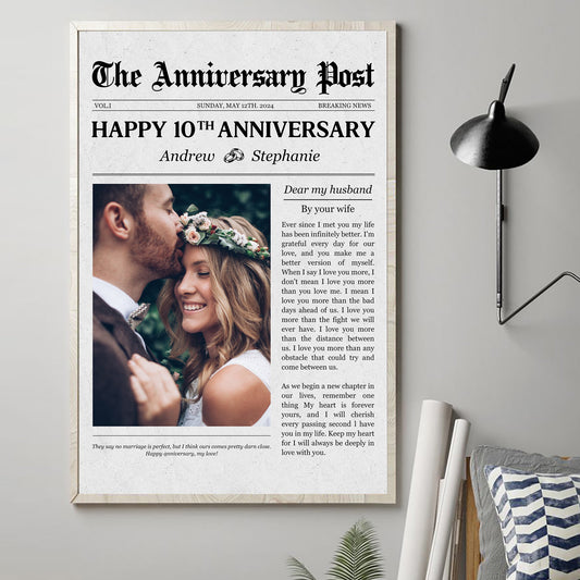 The Wedding Times Happy Anniversary - Personalized Photo Poster