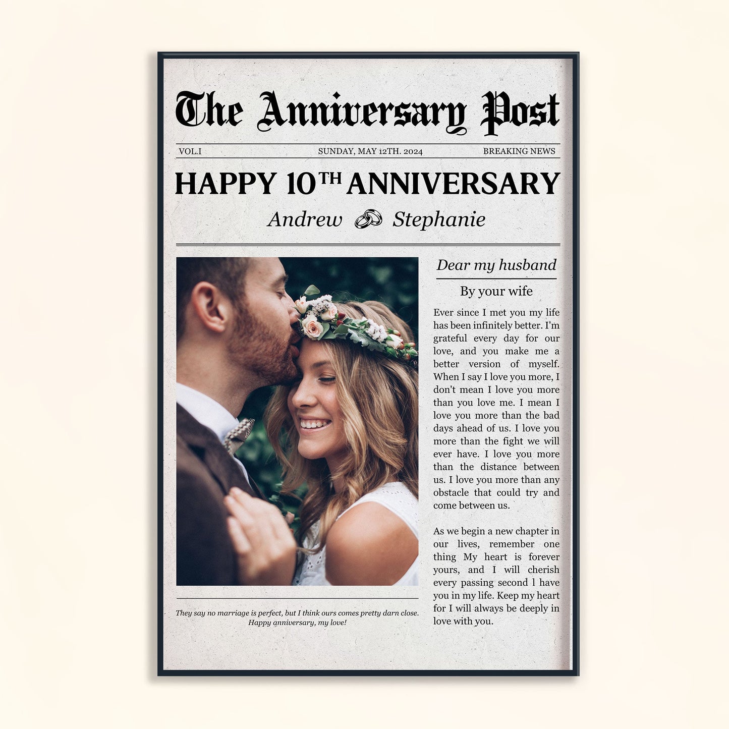 The Wedding Times Happy Anniversary - Personalized Photo Poster