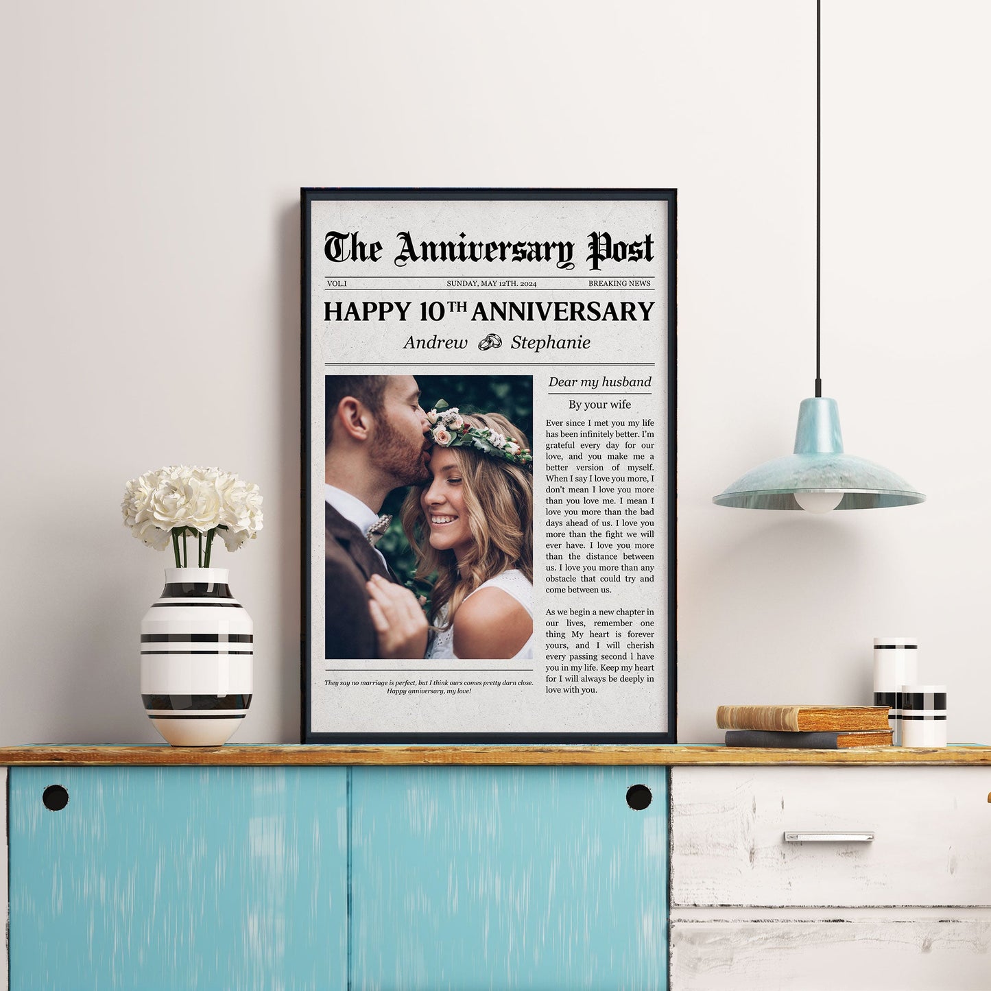 The Wedding Times Happy Anniversary - Personalized Photo Poster