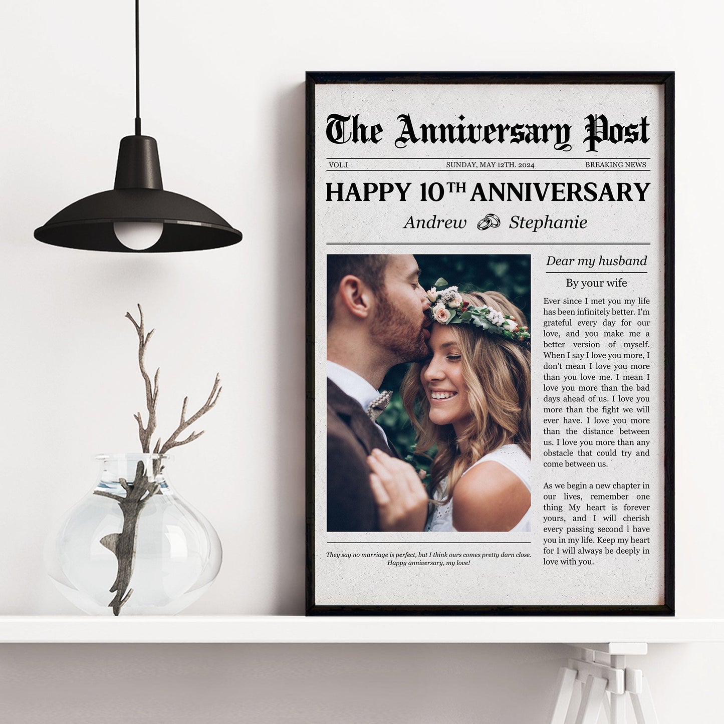 The Wedding Times Happy Anniversary - Personalized Photo Poster