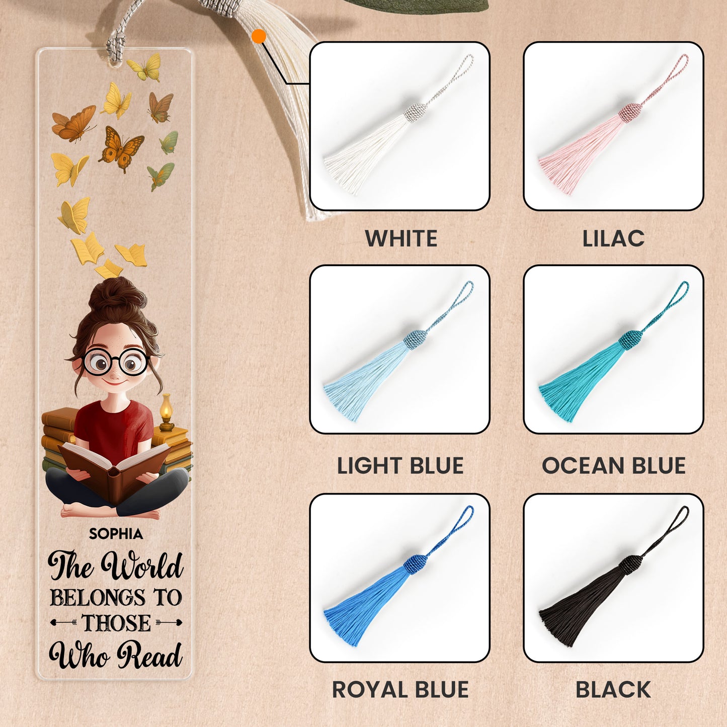 The World Belongs To Those Who Read - Personalized Acrylic Bookmark And Keychain Set