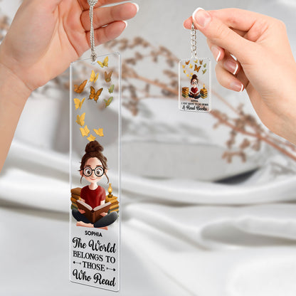 The World Belongs To Those Who Read - Personalized Acrylic Bookmark And Keychain Set