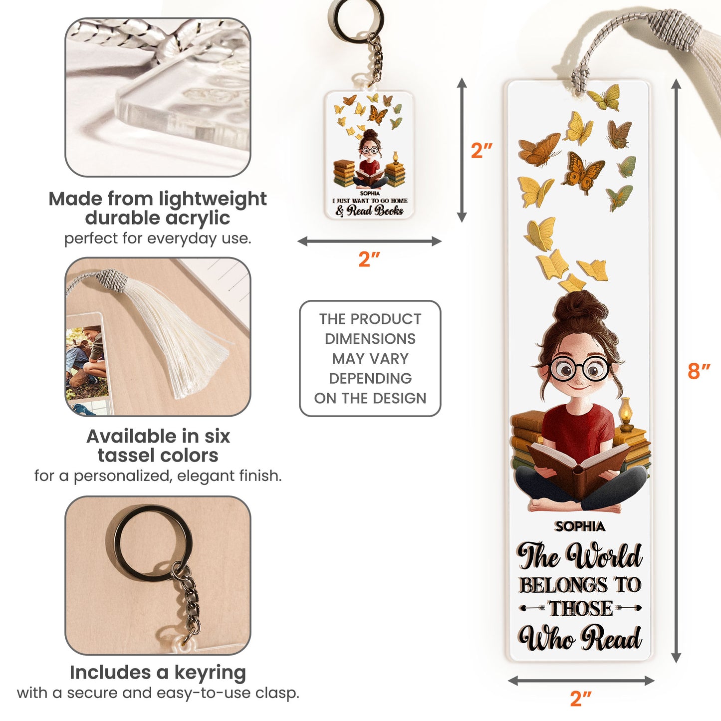 The World Belongs To Those Who Read - Personalized Acrylic Bookmark And Keychain Set