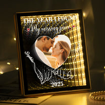 The Year I Found My Missing Piece  Anniversary Valentine's Day Gift - Personalized Photo Infinity Mirror Light Box