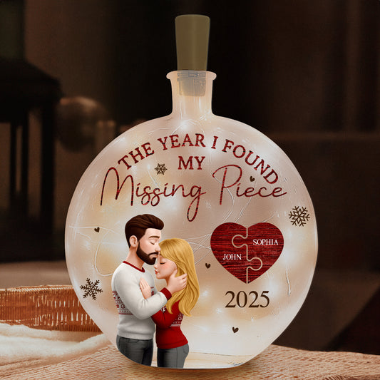 The Year I Found My Missing Piece - Personalized Round Flat Bottle Light