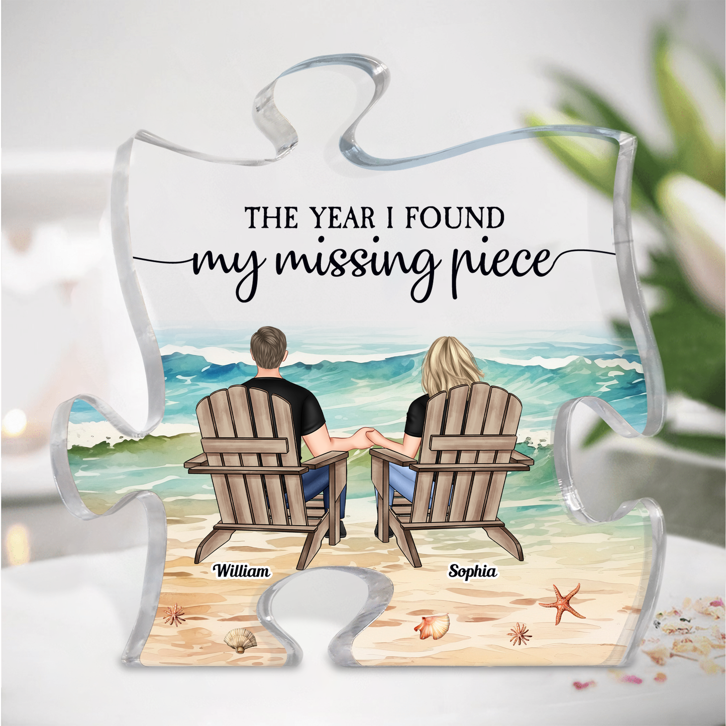 The Year I Found My Missing Piece Puzzle-Shaped - Personalized Acrylic Plaque