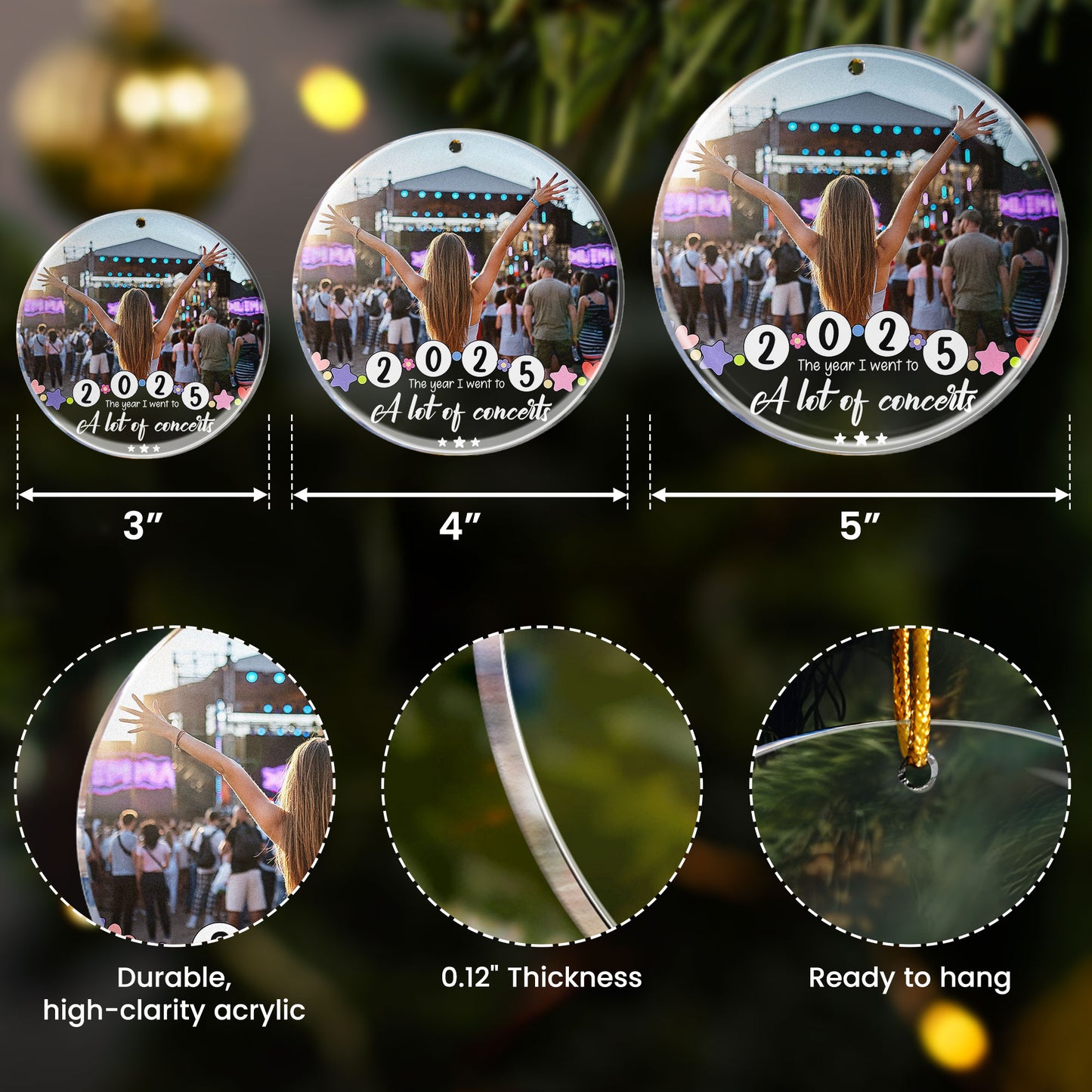 The Year I Went To A Lot Of Concerts - Personalized Acrylic Photo Ornament