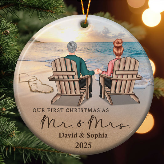 The Year We Became Mr. & Mrs. Couple Ornament - Personalized Ceramic Ornament
