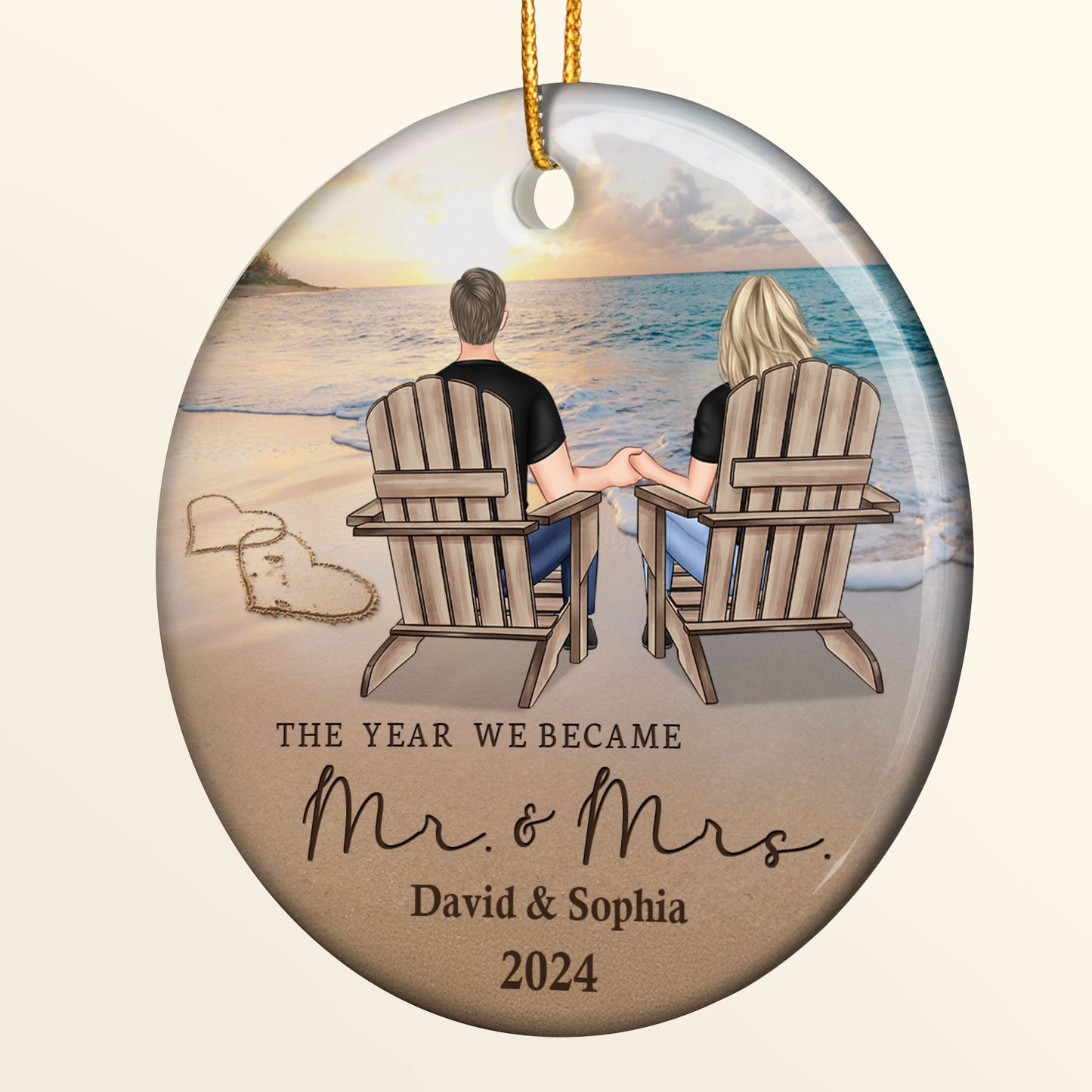 The Year We Became Mr. & Mrs. Couple Ornament - Personalized Ceramic Ornament