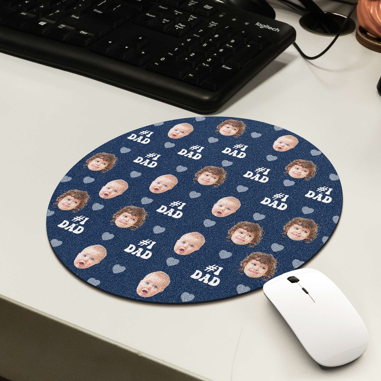 The #1 Dad Custom Kid Photo - Custom Shape Photo Mouse Pad