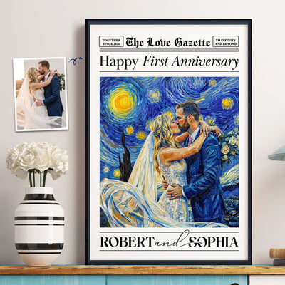 The Anniversary Times First Wedding Anniversary Van Gogh Art - Personalized Poster