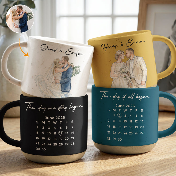The_Day_Our_Story_Began_Custom_Photo_Watercolor_Personalized_Mug_1