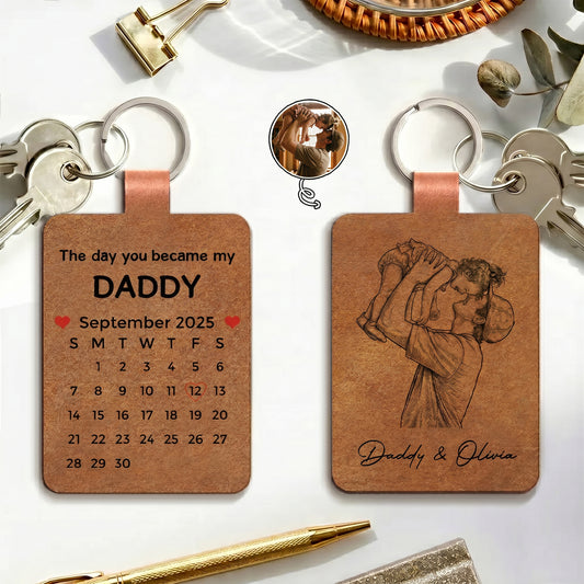 The-Day-You-Became-My-Dad-Sketch-Line-Art-Fathers-Day-Gift-For-Him-Personalized-Keychain-1