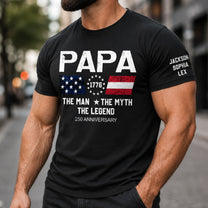 The-Man-The-Myth-The-Legend-Dad,-Papa-250-Years-Anniversary-Custom-Kids'-Names-On-Sleeve-Personalized-Shirt-4