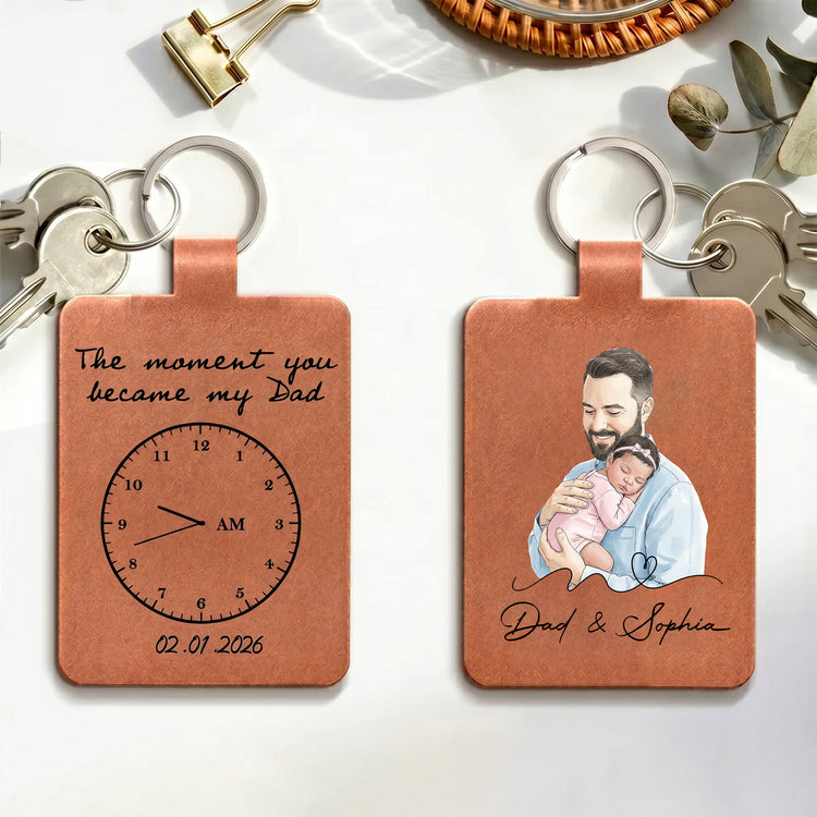 The-Moment-You-Became-My-Dad-Custom-Photo-Watercolor-Fathers-Day-Gift-Personalized-Keychain-1