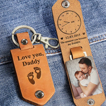 The-Moment You Became My Daddy - Personalized Leather Keychain 2