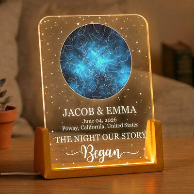 The Night Our Story Began Star Map Anniversary Gift For Her, Him - Personalized Night Light