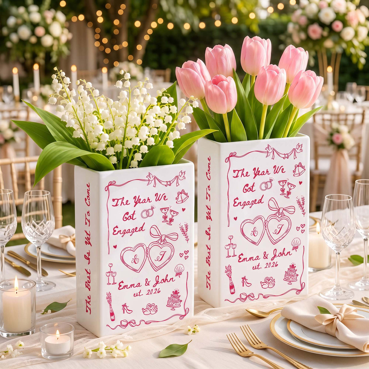 The-Year-We-Got-Engaged-Ceramic-Book-Vase,-Custom-Couple-Name-Wedding-Gifts-Personalized-Vase-2
