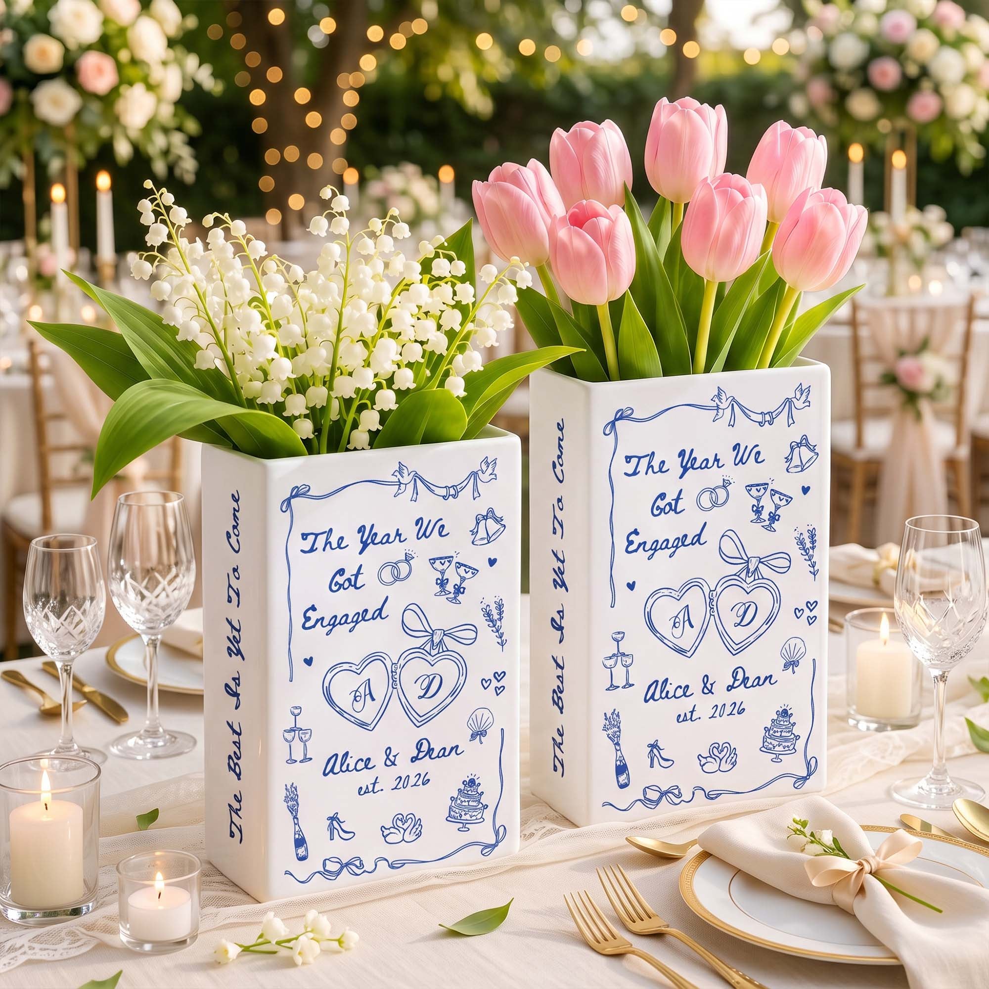 The-Year-We-Got-Engaged-Ceramic-Book-Vase,-Custom-Couple-Name-Wedding-Gifts-Personalized-Vase-3