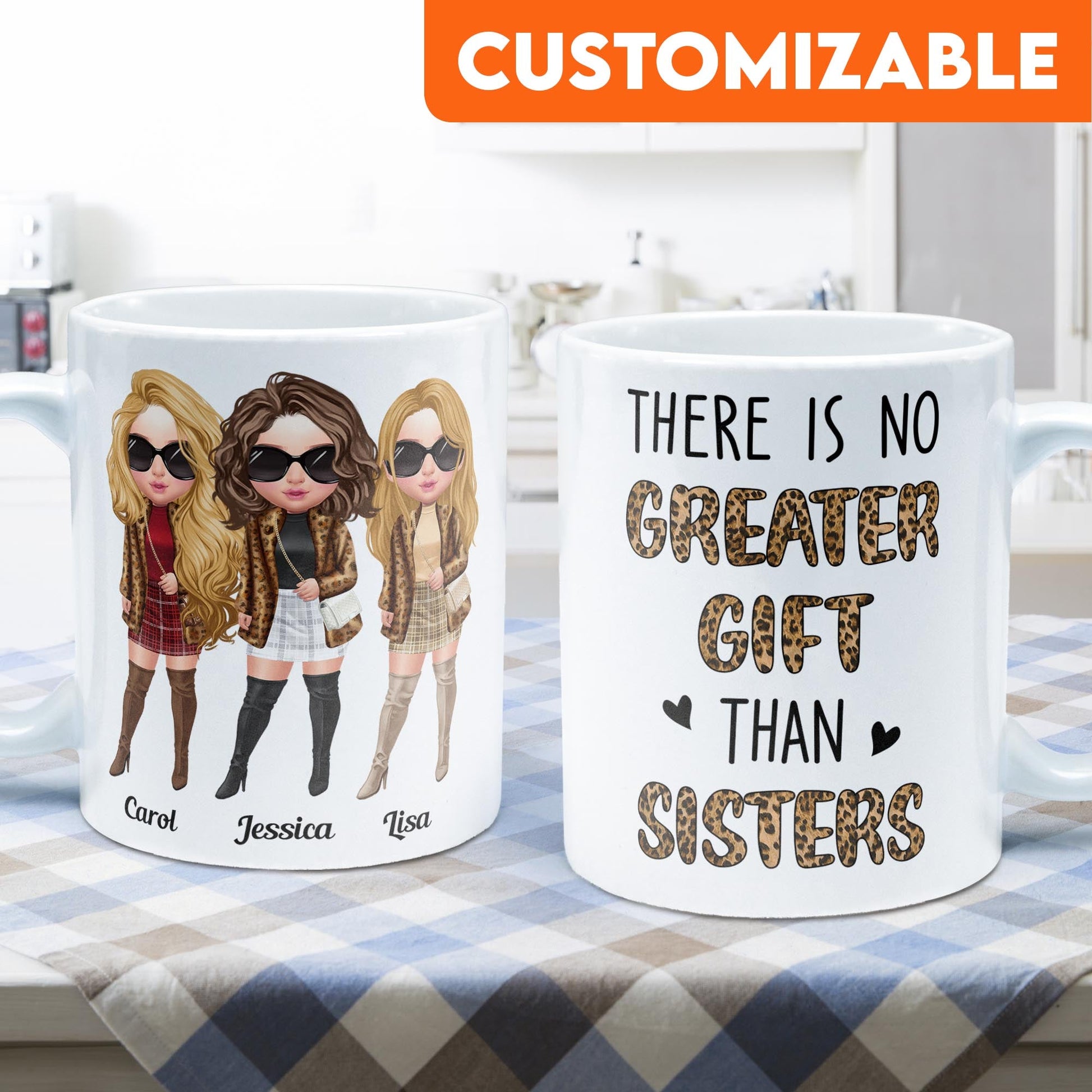 There Is No Greater Gift Than Sisters Leopard Version  - Personalized Mug - Birthday Gift For Sisters  - Fashion Girls