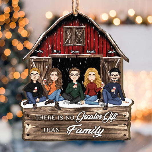 There Is No Greater Gifts Than Family Red Barn - Personalized Wooden Ornament