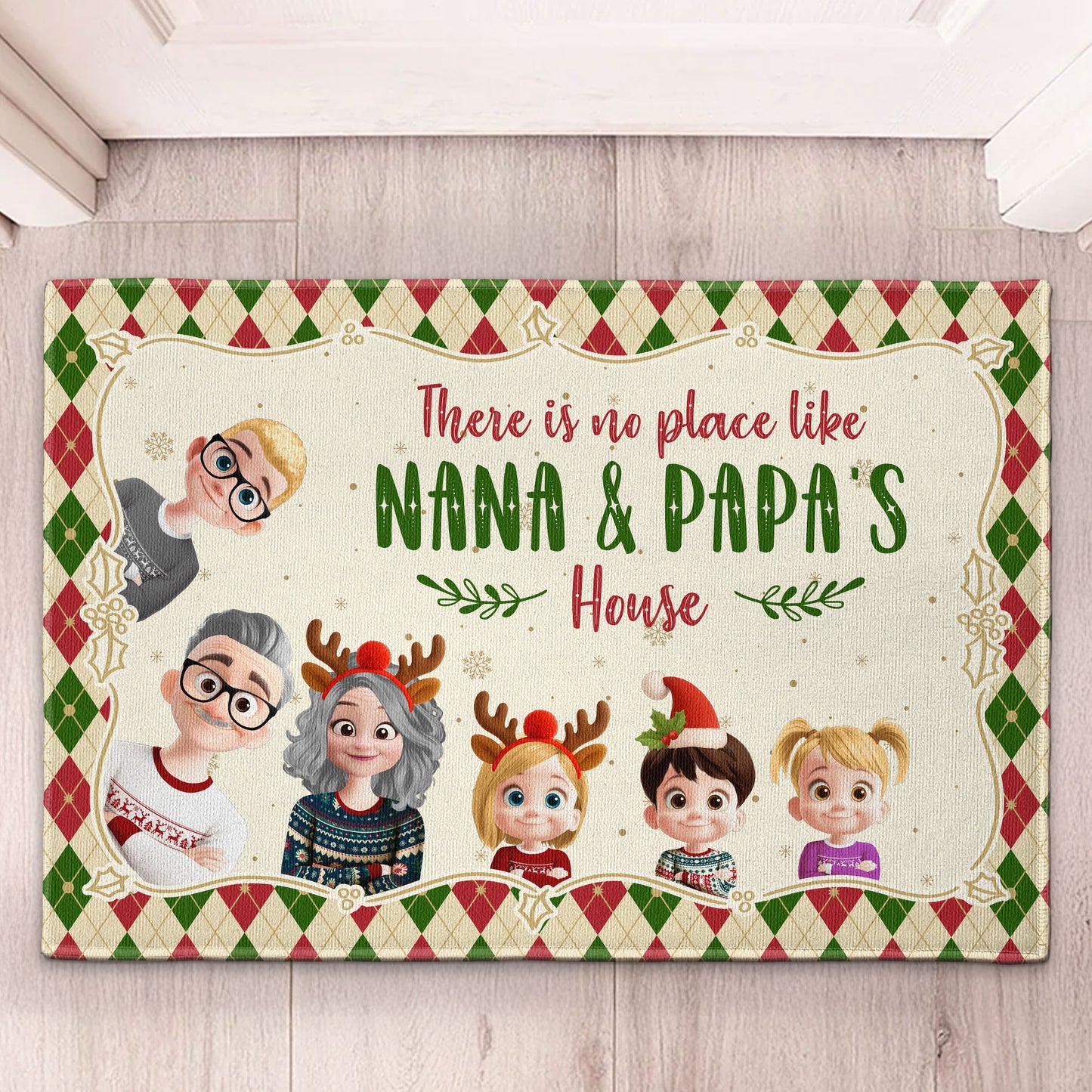 There Is No Place Like Nana & Papa's House - Personalized Doormat