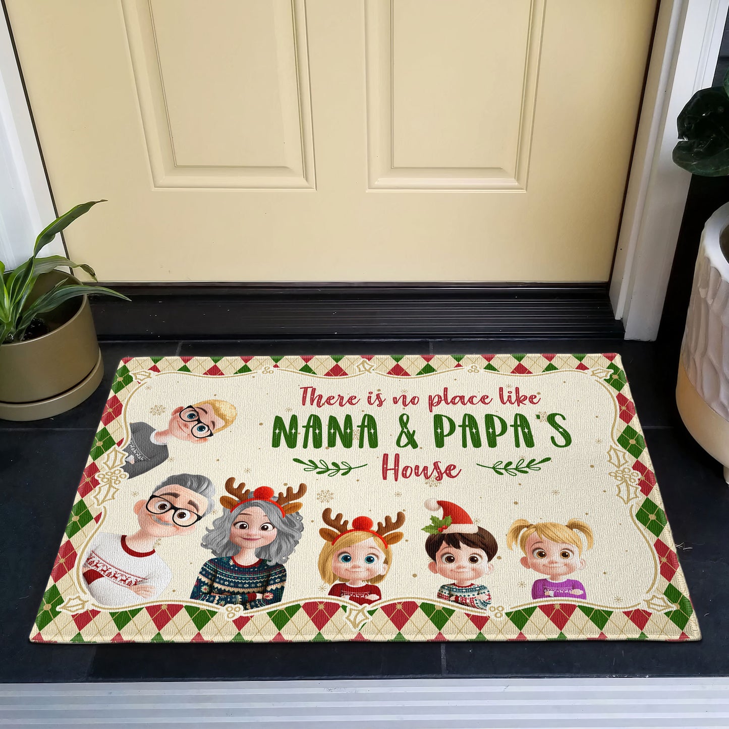There Is No Place Like Nana & Papa's House - Personalized Doormat