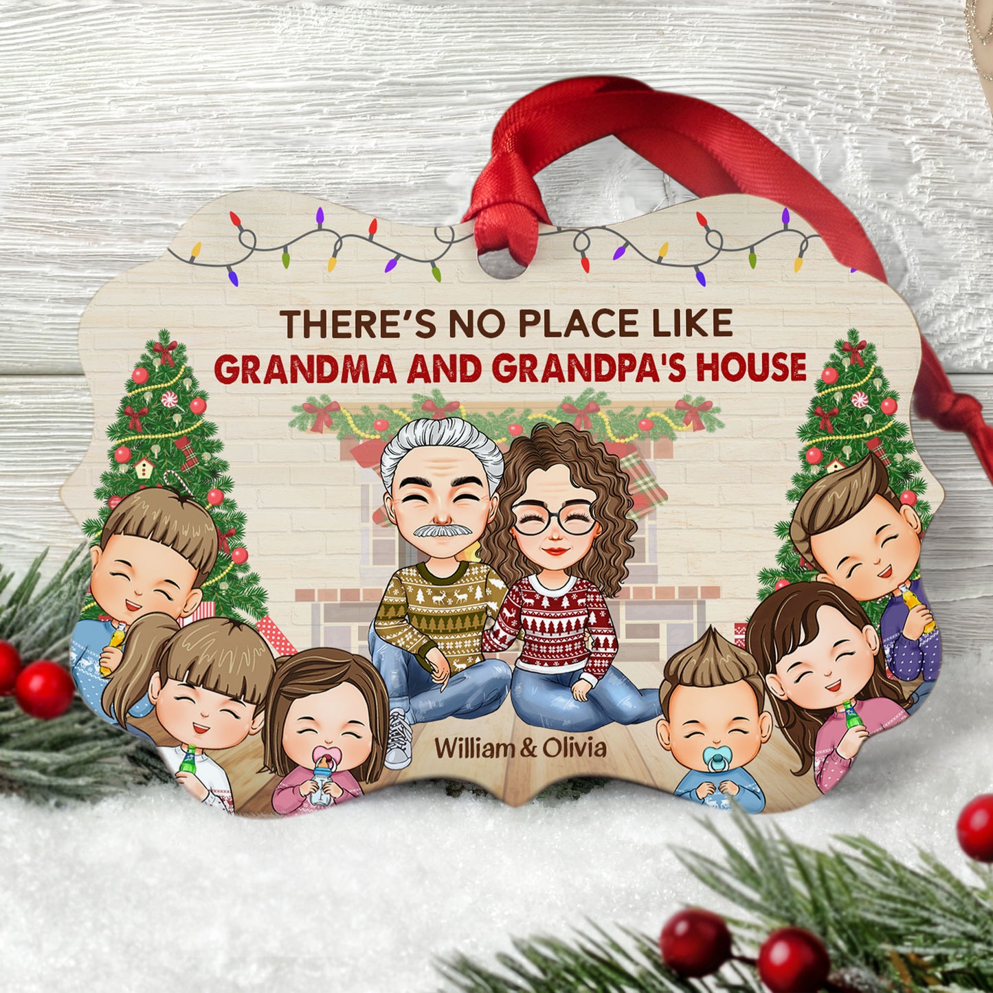 There's No Place Like Grandma And Grandpa's House - Personalized Aluminum Ornament