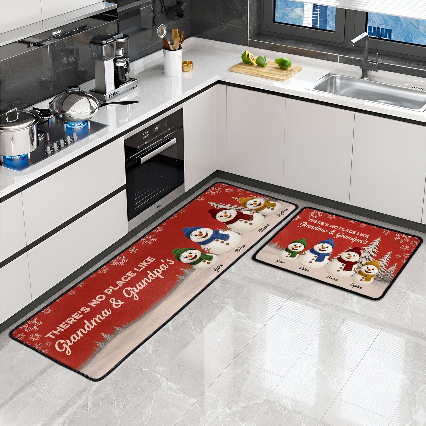 There's No Place Like Grandma & Grandpa's - Personalized Runner Rug