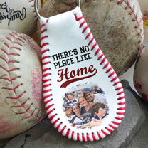 There's No Place Like Home - Personalized Leather Baseball Photo Keychain