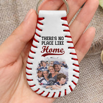 There's No Place Like Home - Personalized Leather Baseball Photo Keychain