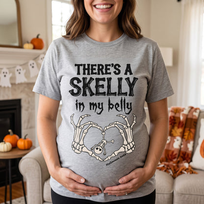 There's-A-Skelly-In-My-Belly-Pregnancy-Announcement-Personalized-Shirt-1