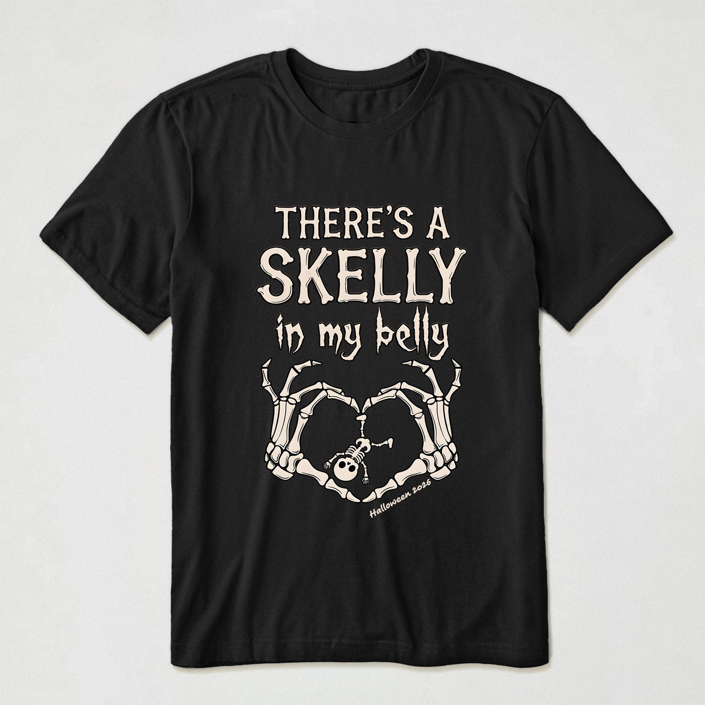 There's-A-Skelly-In-My-Belly-Pregnancy-Announcement-Personalized-Shirt-3