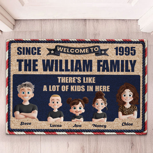 There's-Like-A-Lot-Of-Kids-In-Here-3D-Family-Faux-Pattern-Personalized-Doormat-1