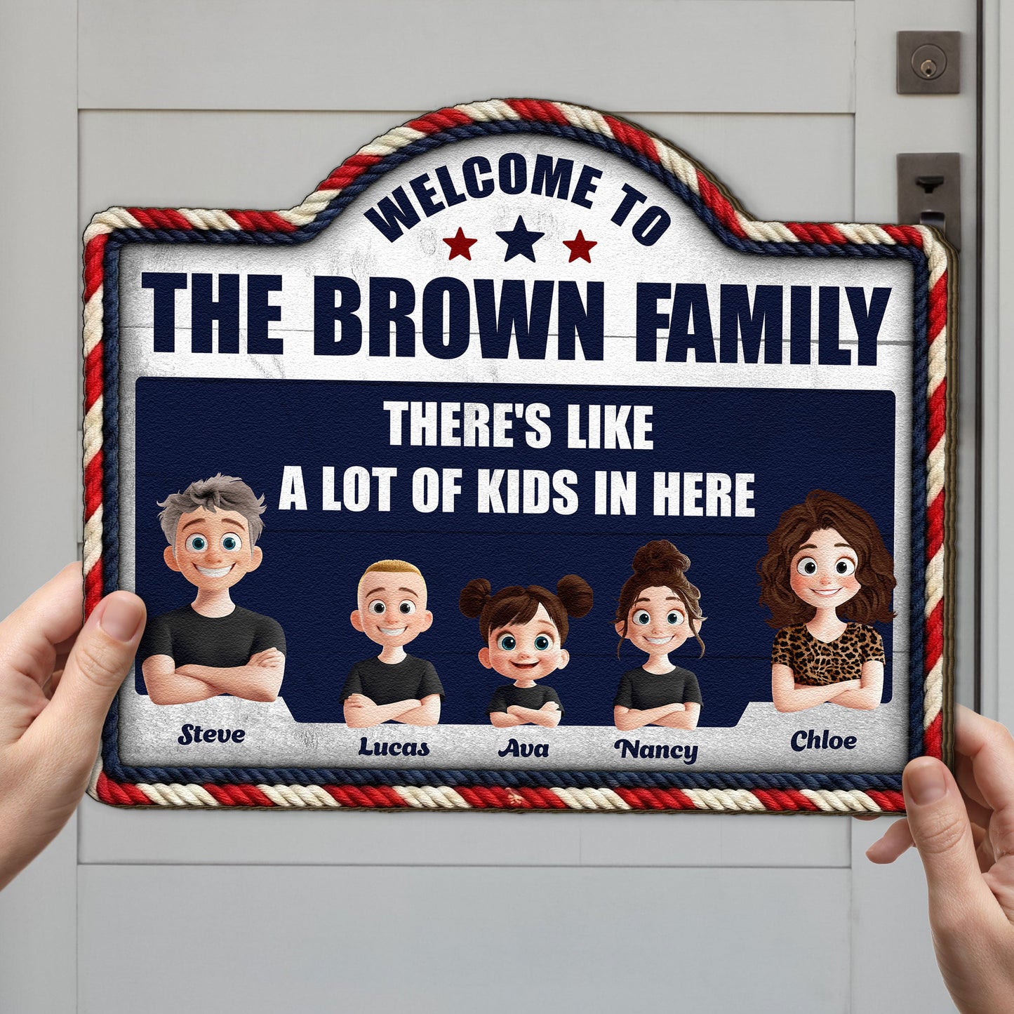 There_s_Like_A_Lot_Of_Kids_In_Here_Faux_Pattern_3D_Version_Personalized_Wood_Sign_3