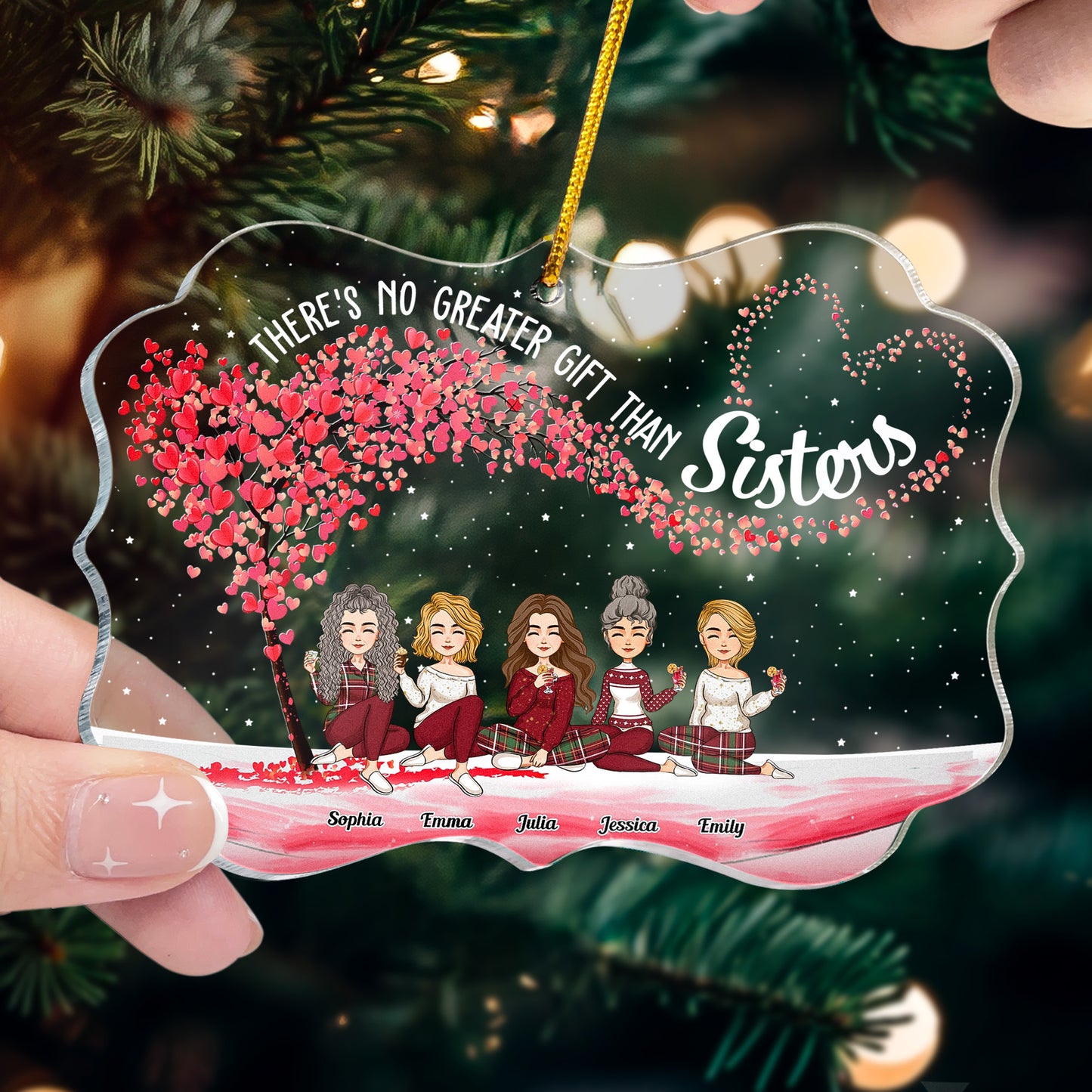 There's No Greater Gift Than Sisters - Personalized Acrylic Ornament