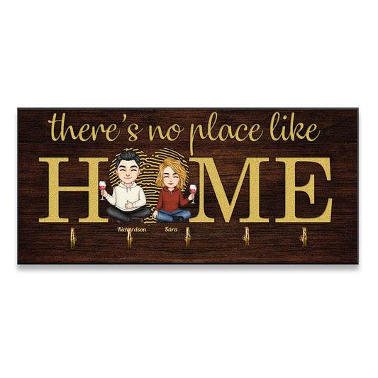 There's No Place Like Home - Personalized Key Hanger - Anniversary, Home Decor Gift For Couples, Husband, Wife - Gift For Parents