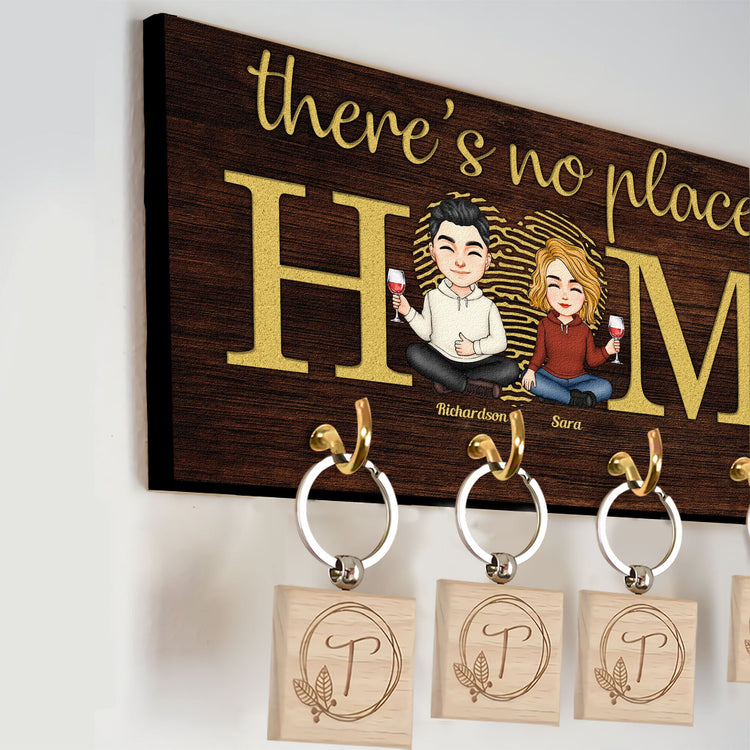 There's No Place Like Home - Personalized Key Hanger - Anniversary, Home Decor Gift For Couples, Husband, Wife - Gift For Parents