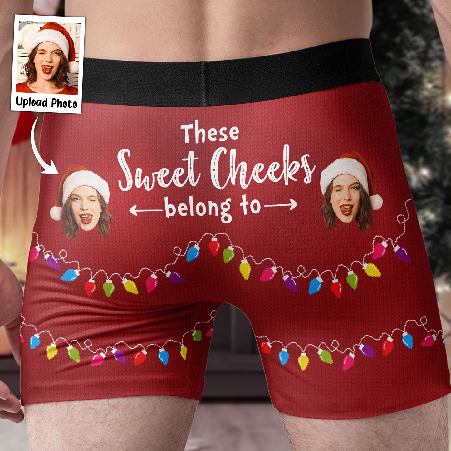 These Sweet Cheeks Belong To Custom Face - Personalized Photo Men's Boxer  Briefs