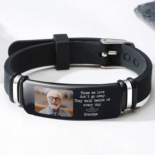 They Walk Beside Us Every Day Memorial Sympathy Gift - Personalized Photo Bracelet