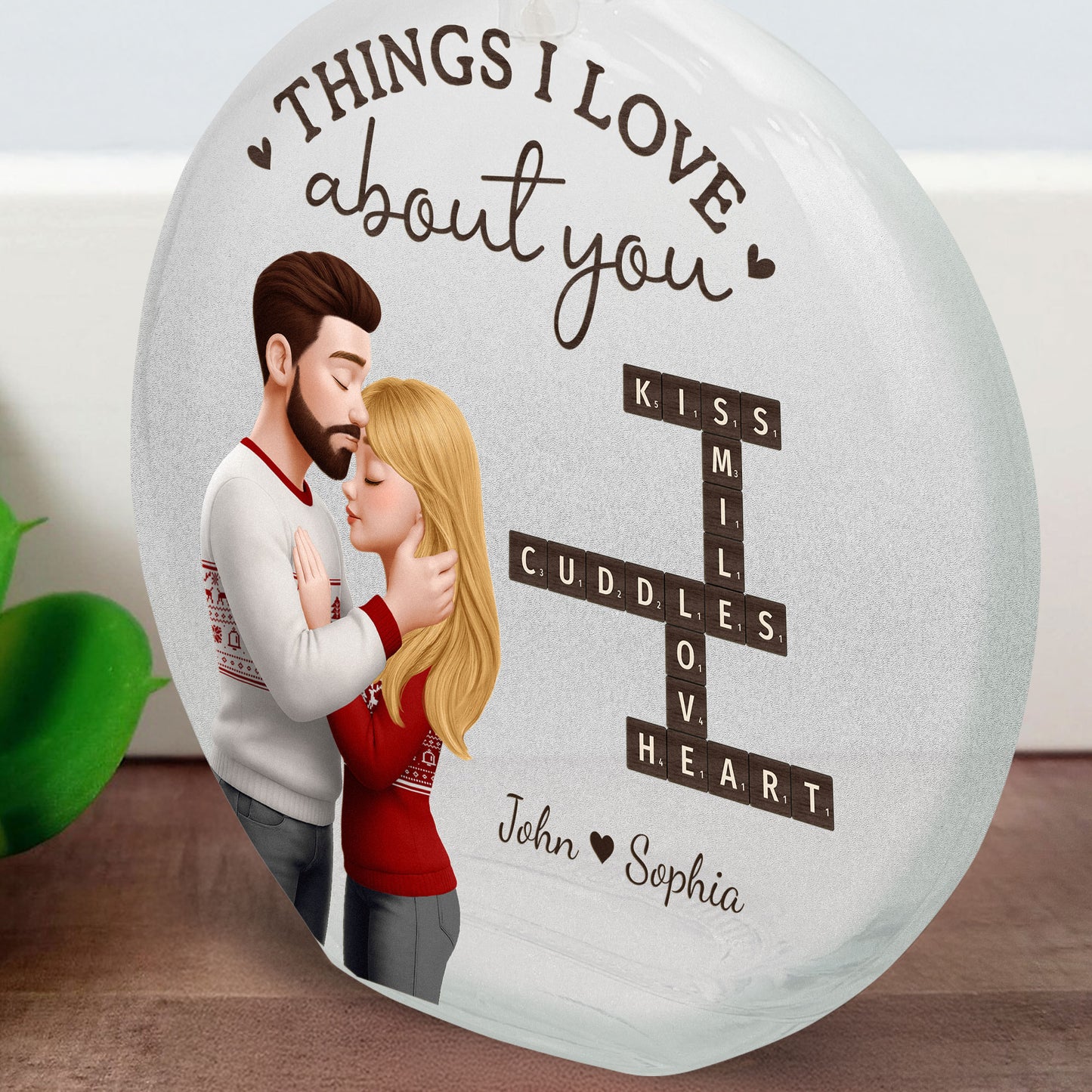 Things I Love About You - Personalized Round Flat Bottle Light