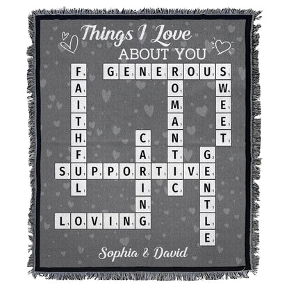 Things I Love About You - Personalized Woven Blanket