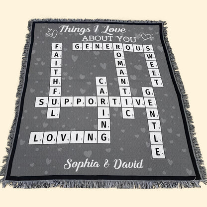 Things I Love About You - Personalized Woven Blanket