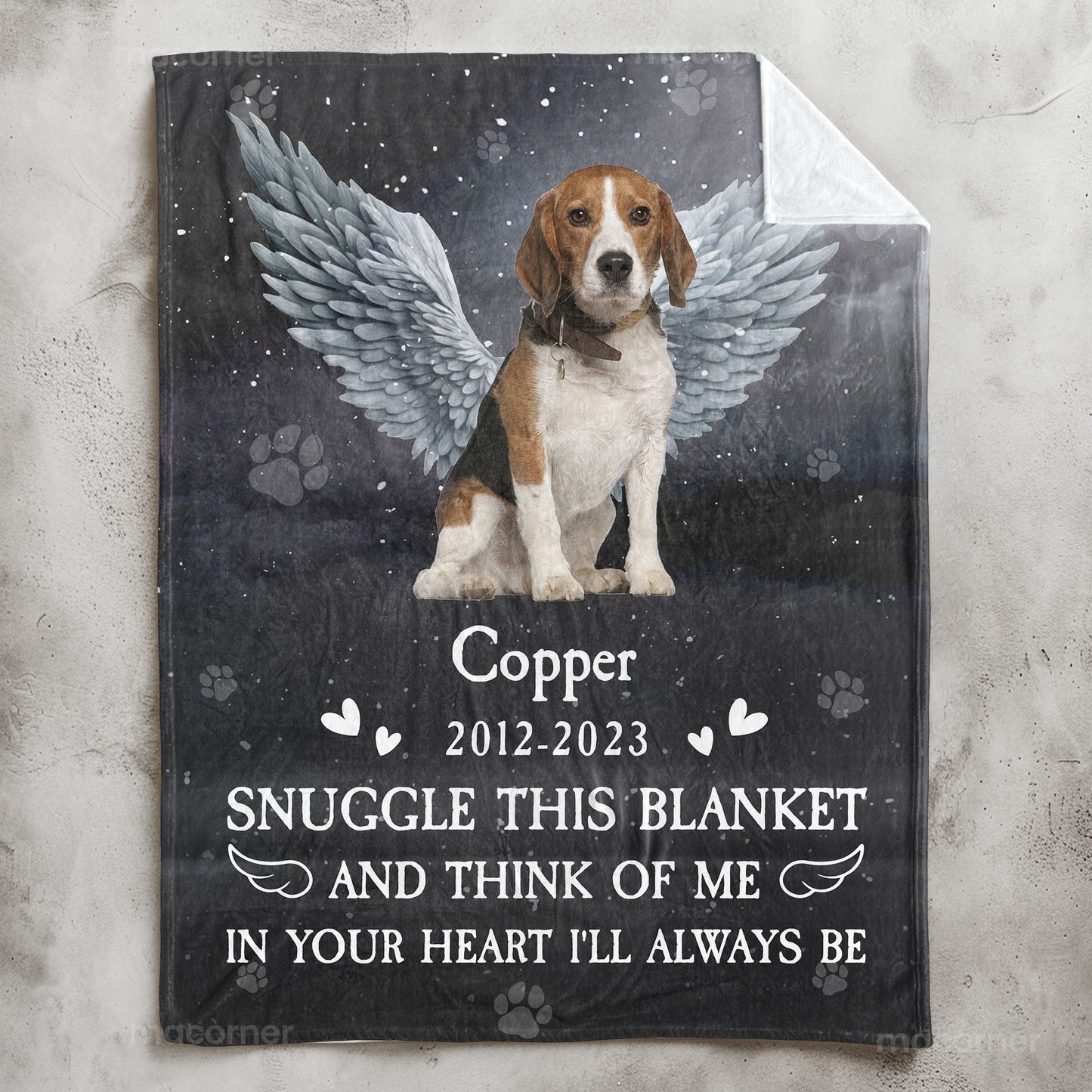 Think Of Me In Your Heart I'll Always Be - Personalized Photo Pet Memorial Blanket