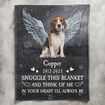 Think Of Me In Your Heart I'll Always Be - Personalized Photo Pet Memorial Blanket