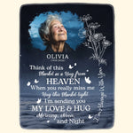 Think Of This Blanket As A Hug From Heaven - Personalized Photo Blanket